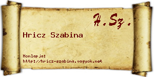 Hricz Szabina névjegykártya
